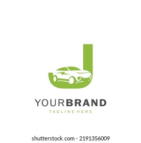 J logo with electric car illustration for your brand