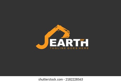 J logo excavator for construction company. Heavy equipment template vector illustration for your brand.