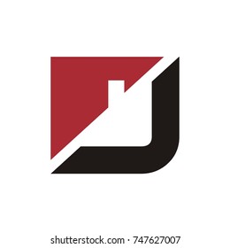 J logo initial letter design template vector with roof combination