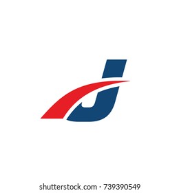 logo j, j logotipo inicial superpuesto de letra ciega azul y rojo