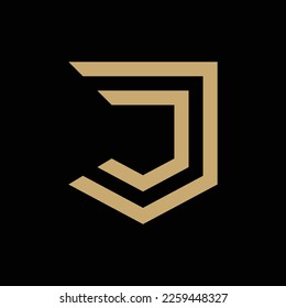 J logo letter J monogram with shield vector template