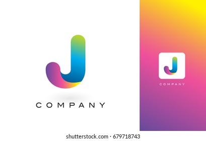 J Logo Letter With Rainbow Vibrant Colors.J Colorful Modern Trendy Purple and Magenta Letters Vector Illustration.