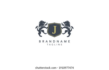 J Logo lion vector Emblem