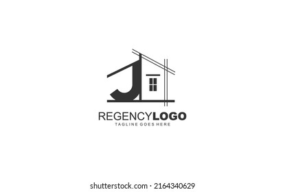 J logo real estate for branding company. construction template vector illustration for your brand.