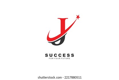 J logo star for branding company. letter template vector illustration for your brand.