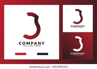Plantilla de logotipo J con degradado de color