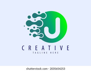 J logo, template design, letter J with light yellow and dark green gradient pattern