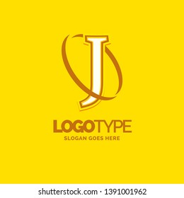 J Logo Template. Yellow Background Circle Brand Name template Place for Tagline. Creative Logo Design