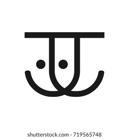 J logo in two face illustration