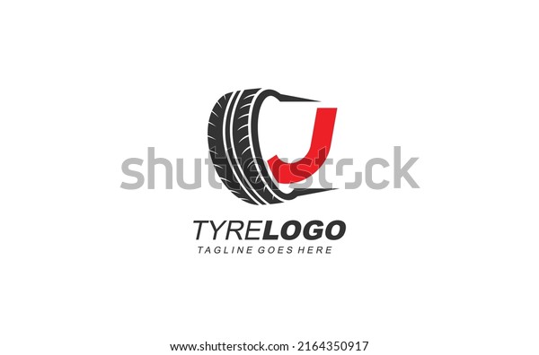 J logo tyre for branding company. wheel\
template vector illustration for your\
brand.