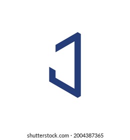 Ilustración vectorial del logotipo J. Logo hexagonal de la letra J aislado en fondo blanco