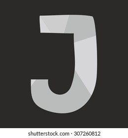 J low poly hand drawn wrapping surface alphabet letter isolated on black background vector illustration