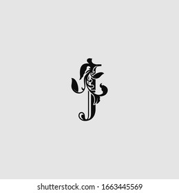 J Luxury Letter Logo Icon,  Monogram vector design concept abstract nature floral  letter with leaf.