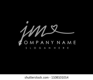 J M Initial handwriting logo vector
