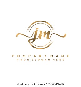 J M Initial handwriting logo vector