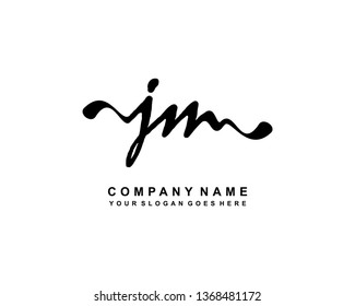 J M Initial Handwriting Logo Template