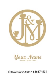 J M initial wedding decorative logo template