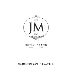 J M JM Beauty vector initial logo, handwriting logo of initial signature, wedding, fashion, jewerly, boutique, floral and botanical with creative template for any company or business.