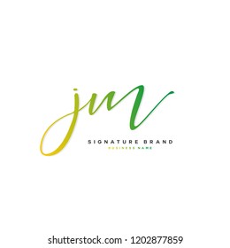 J M JM Initial letter handwriting and  signature logo concept design
