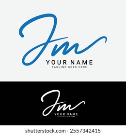 J, M, JM Initial letter logo. Alphabet JM Handwritten Signature logo