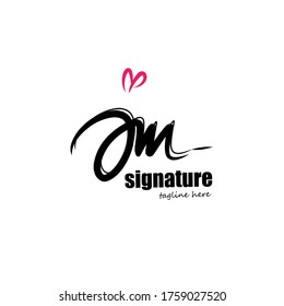 j m jm initial logo handwriting template vector. isolated white background