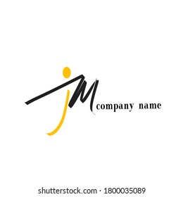 J M Jm Initial Logo Handwriting Template Vector