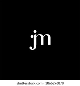 J M-Brief-Logo abstraktes Design auf schwarzem Hintergrund. jm Monogramm