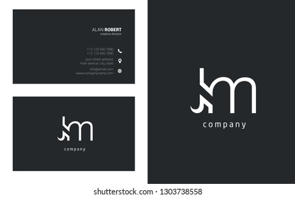 J & M line logo joint letter design with business card template