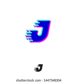 J monogram with stereo effect. J letter with movement and shift. Dynamic logo. Velocity or delivery icon.