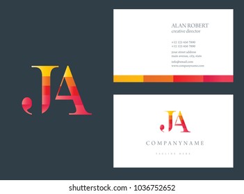 J & A multicolor joint Letters Logo Icon with business card template