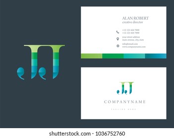 J & J multicolor joint Letters Logo Icon with business card template