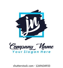 
J N Initial handwriting logo vector