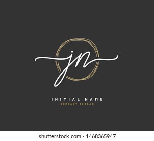 J N JN Beauty vector initial logo, handwriting logo of initial signature, wedding, fashion, jewerly, boutique, floral and botanical with creative template for any company or business.