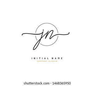 J N JN Beauty vector initial logo, handwriting logo of initial signature, wedding, fashion, jewerly, boutique, floral and botanical with creative template for any company or business.