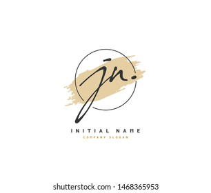 J N JN Beauty vector initial logo, handwriting logo of initial signature, wedding, fashion, jewerly, boutique, floral and botanical with creative template for any company or business.