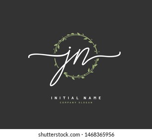 J N JN Beauty vector initial logo, handwriting logo of initial signature, wedding, fashion, jewerly, boutique, floral and botanical with creative template for any company or business.