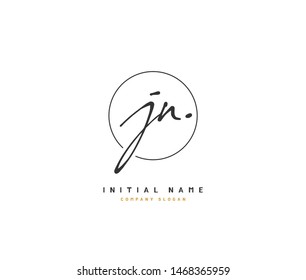 J N JN Beauty vector initial logo, handwriting logo of initial signature, wedding, fashion, jewerly, boutique, floral and botanical with creative template for any company or business.
