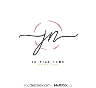 J N JN Beauty vector initial logo, handwriting logo of initial signature, wedding, fashion, jewerly, boutique, floral and botanical with creative template for any company or business.