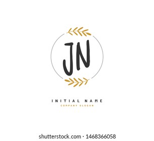 J N JN Beauty vector initial logo, handwriting logo of initial signature, wedding, fashion, jewerly, boutique, floral and botanical with creative template for any company or business.