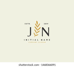 J N JN Beauty vector initial logo, handwriting logo of initial signature, wedding, fashion, jewerly, boutique, floral and botanical with creative template for any company or business.