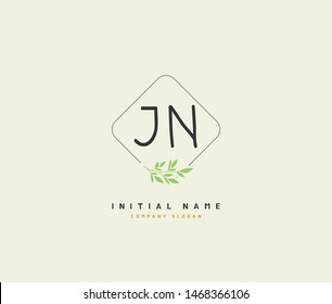 J N JN Beauty vector initial logo, handwriting logo of initial signature, wedding, fashion, jewerly, boutique, floral and botanical with creative template for any company or business.