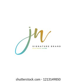 J N JN Initial letter handwriting and  signature logo concept design