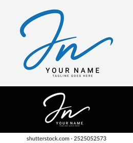 J, N, JN Initial letter logo. Alphabet JN Handwritten Signature logo