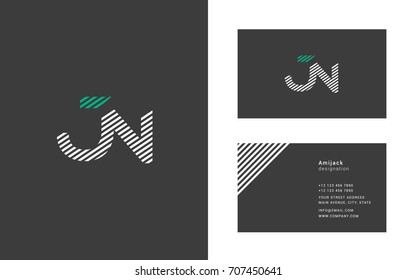 J N joint logo design vector with business card vector