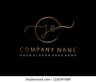 J O Initial handwriting logo vector