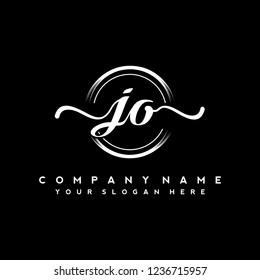 J O Initial handwriting logo vector
