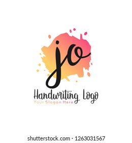 J O Initial handwriting logo vector