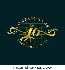 J O Initial handwriting logo vector