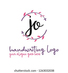 J O Initial handwriting logo vector