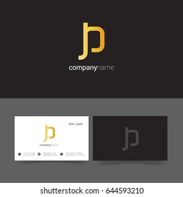 J O joint letter logo vector with business card template